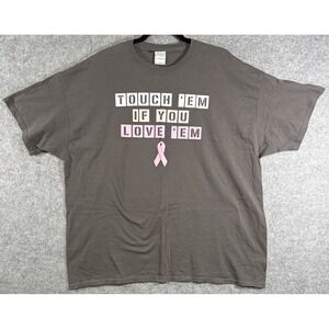 Gildan T-Shirt Unisex 2XL Grey Breast Cancer Awareness Pink Ribbon Graphic Tee